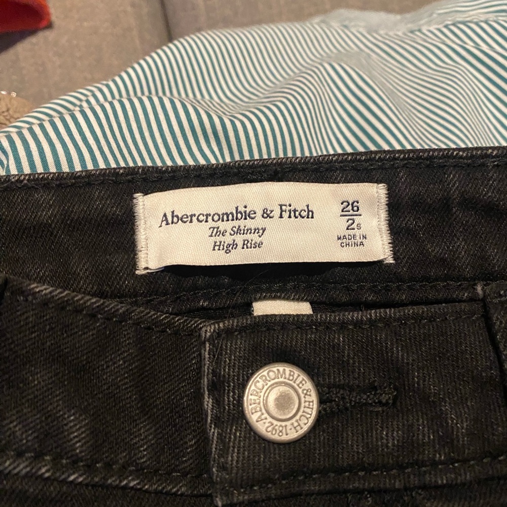 A&F High Rise Black Slit Jeans